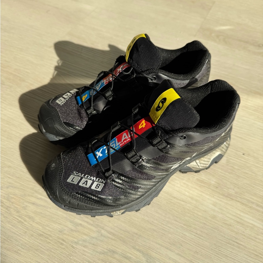 Salomon XT-4-OG Black Rubber trimmed printed mesh sneakers